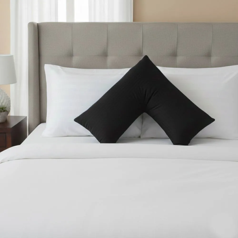 Snug City Microfibre Soft Touch V Shape Satin Stripe Pillowcase in Black