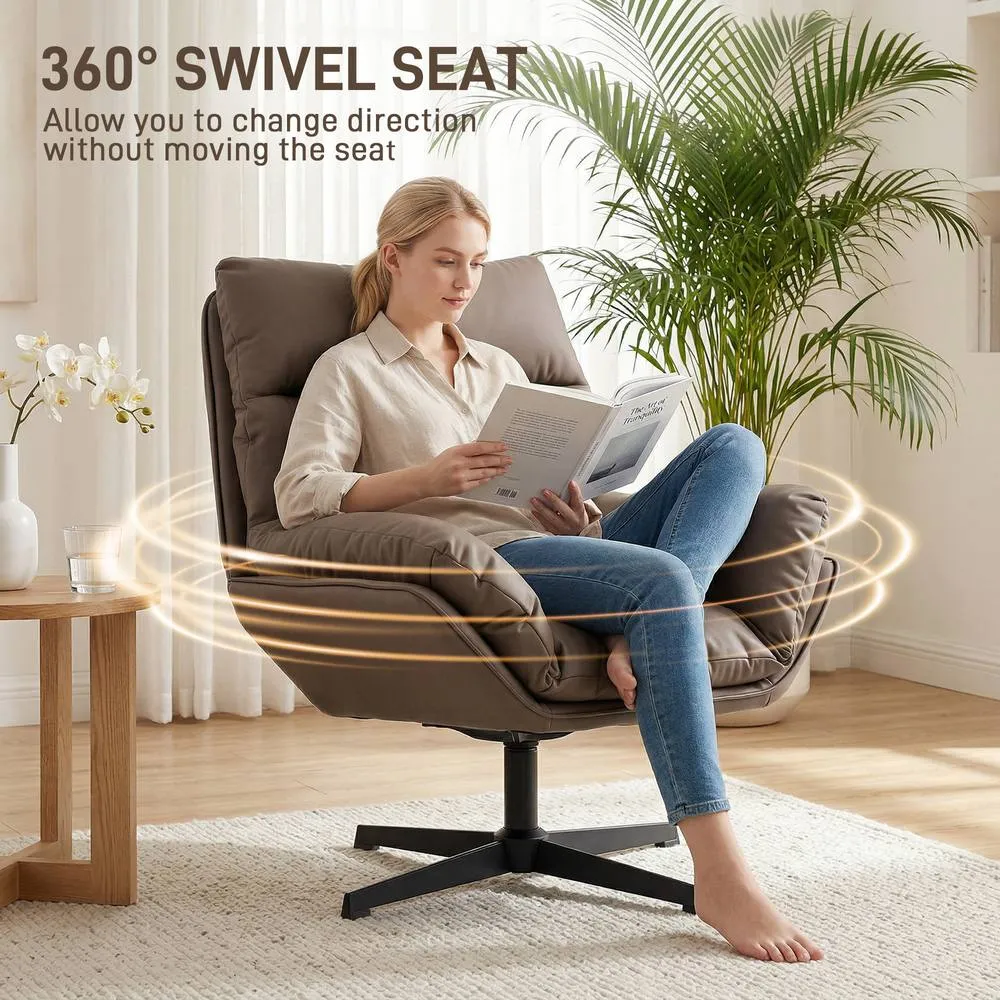 HOMCOM Accent Chair with 360° Swivel in Dark Brown 4