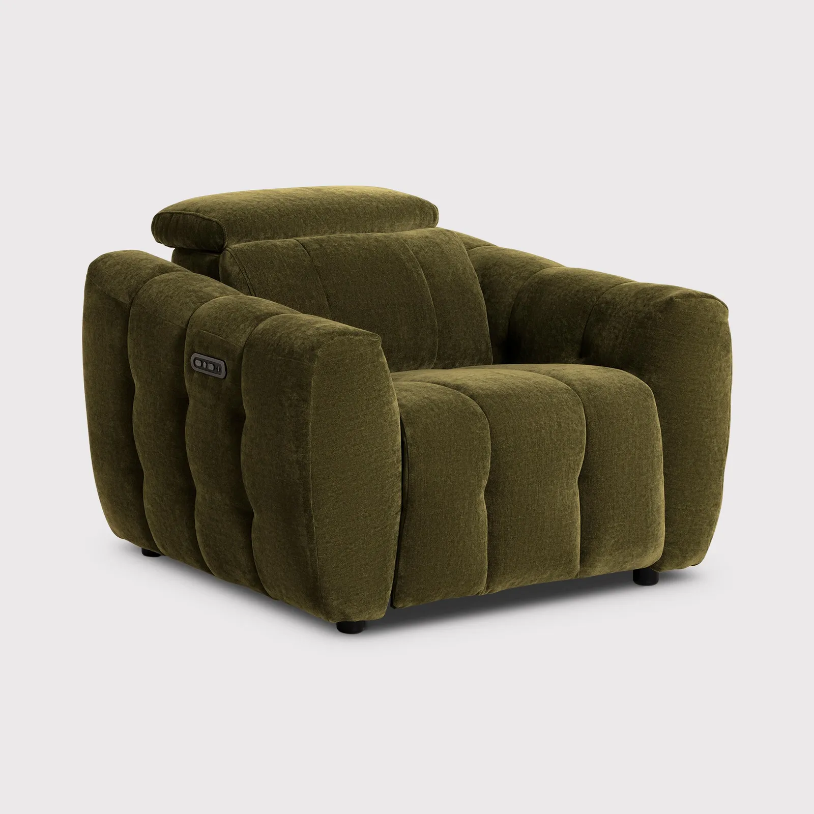 Montgomery Power Recliner Chair & Headrest, Green Fabric | Barker & Stonehouse 1