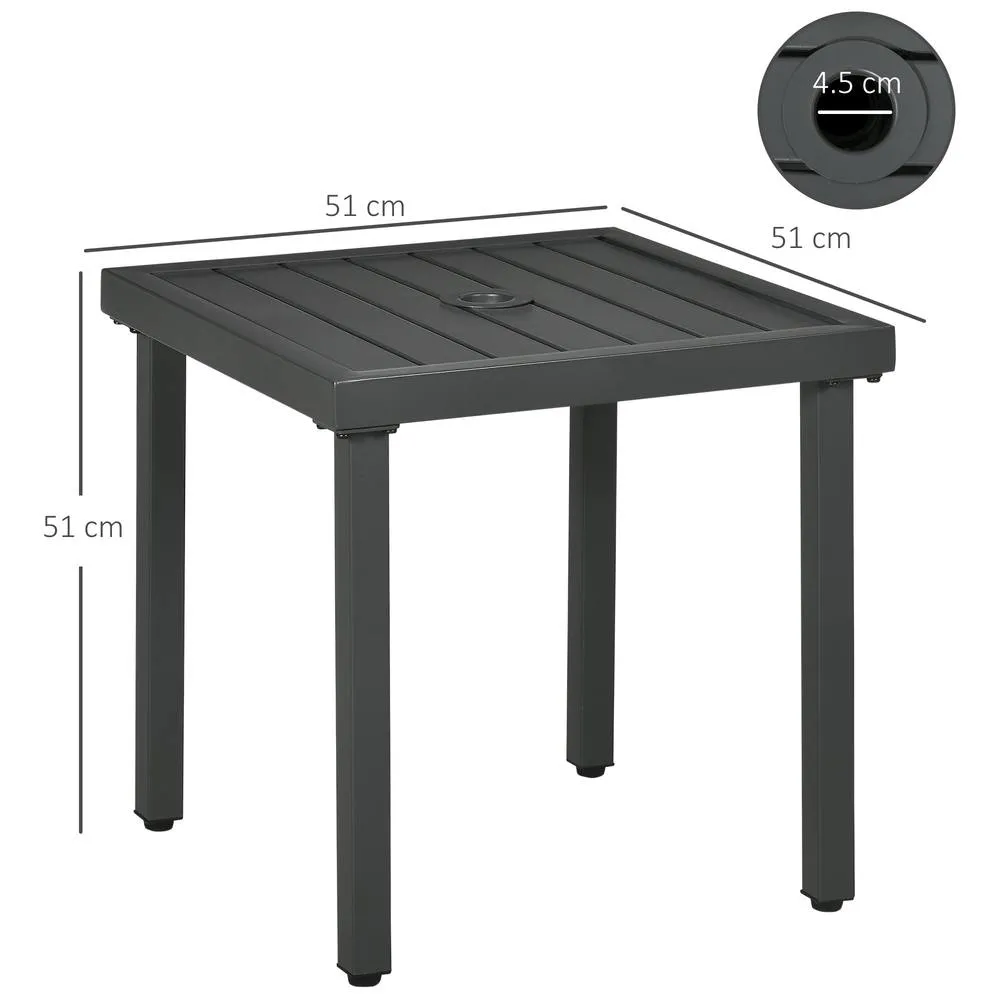 OUTSUNNY Garden Side Table Coffee Table with Umbrella Hole for Patio Balcony in Grey 3