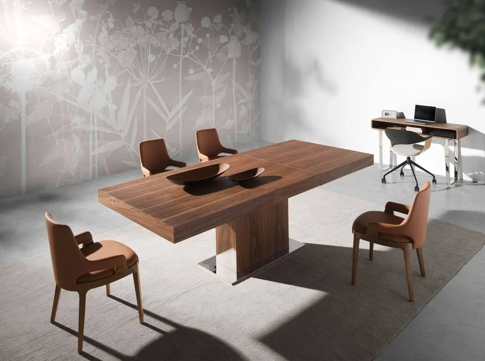 Angel Cerda Brown Leatherette Dining Chair with Walnut-Coloured 6
