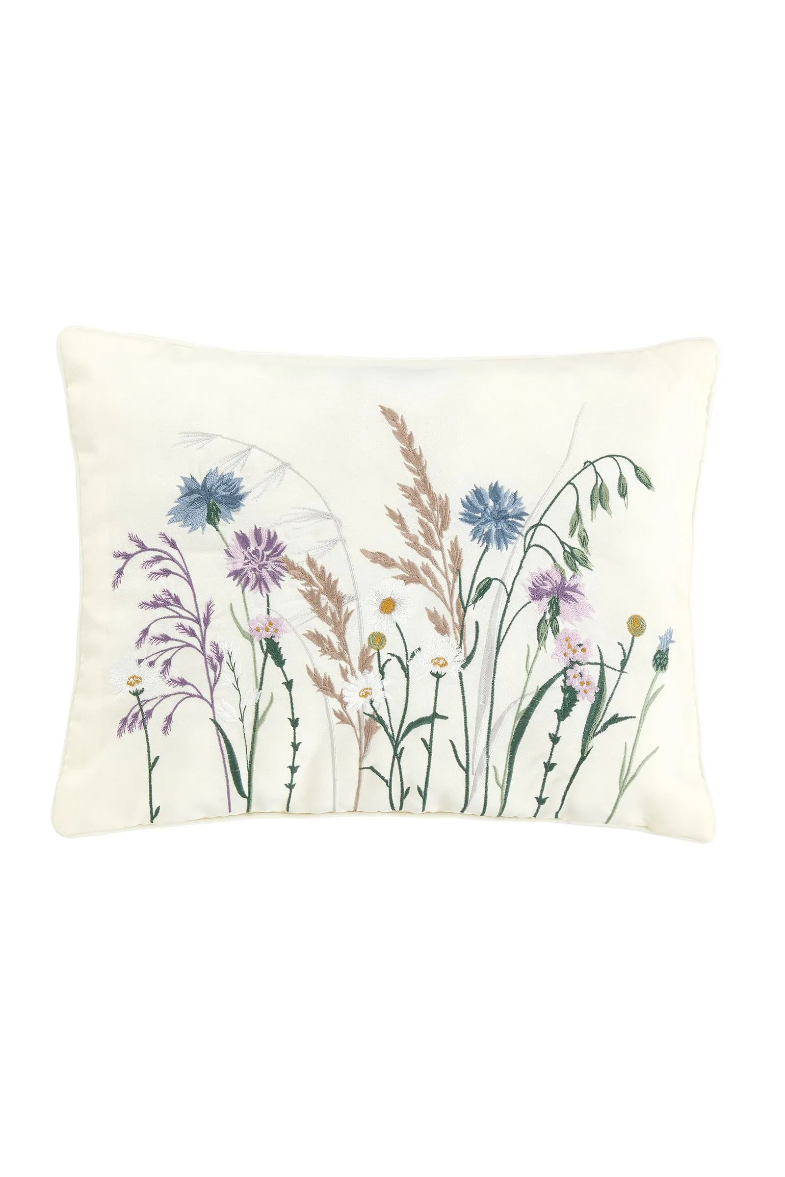 Catherine Lansfield 'Grasmere Floral' Embroidered Cushion in Lilac 3