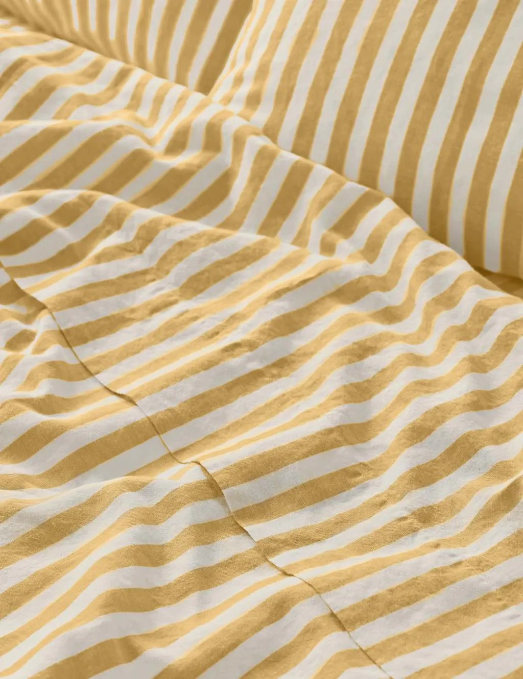 Piglet In Bed Linen Rich Striped Flat Sheet Yellow Mix