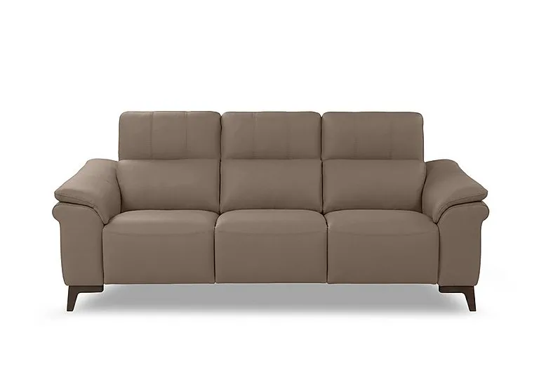 Marconi 3 Seater 3 Cushion Leather Recliner Sofa with Headrests and Power Lumbar - Torello Taupe