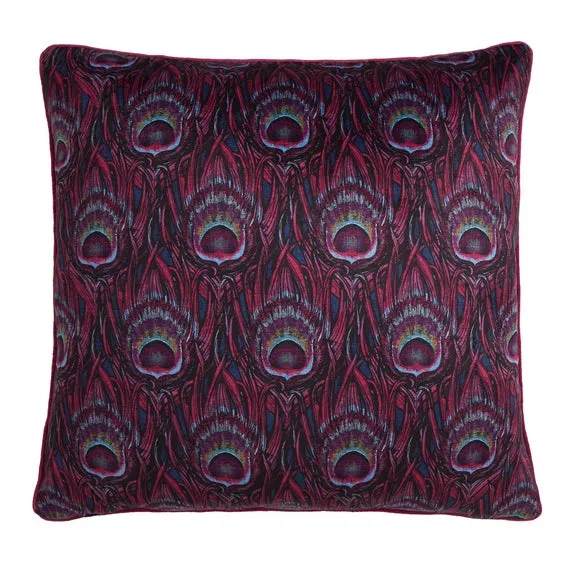 Laurence Llewelyn-Bowen Dandy Peacock Jacquard Square Filled Cushion 3