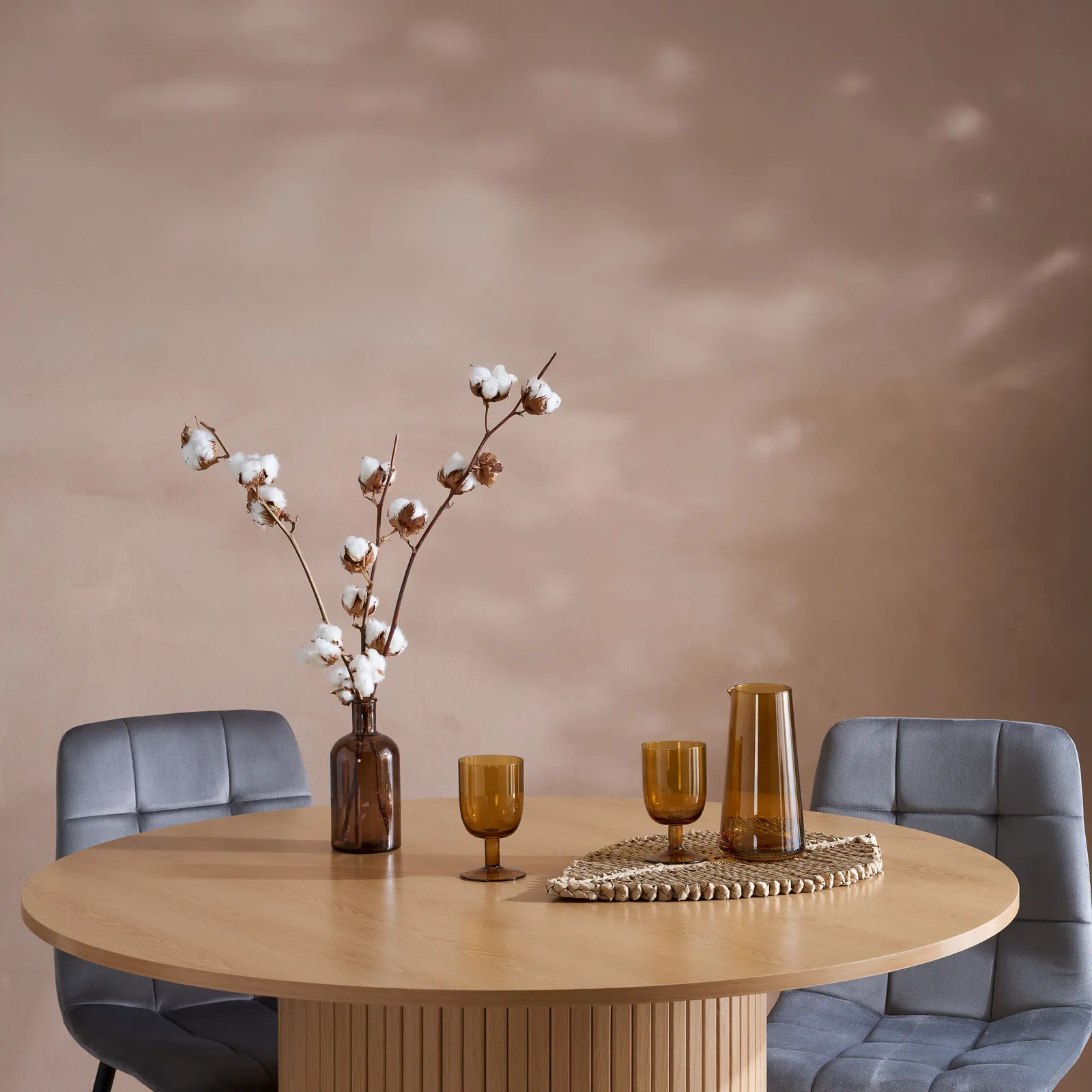 Birlea Round Fluted Dining Table Axel in Brown 2