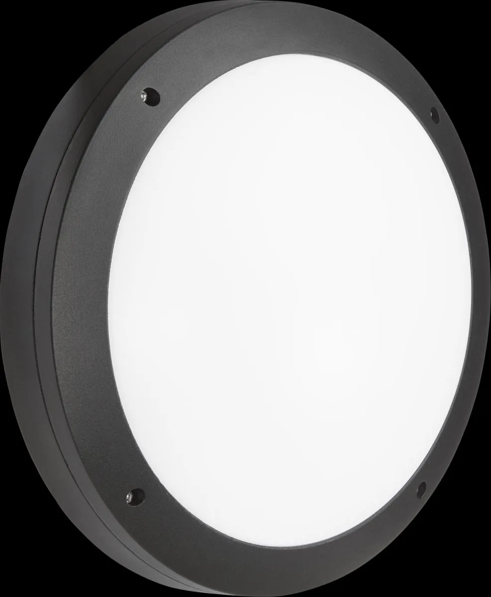 Netlighting LED Round Bulkhead CCT with Emergency Black 230V IP65 18W