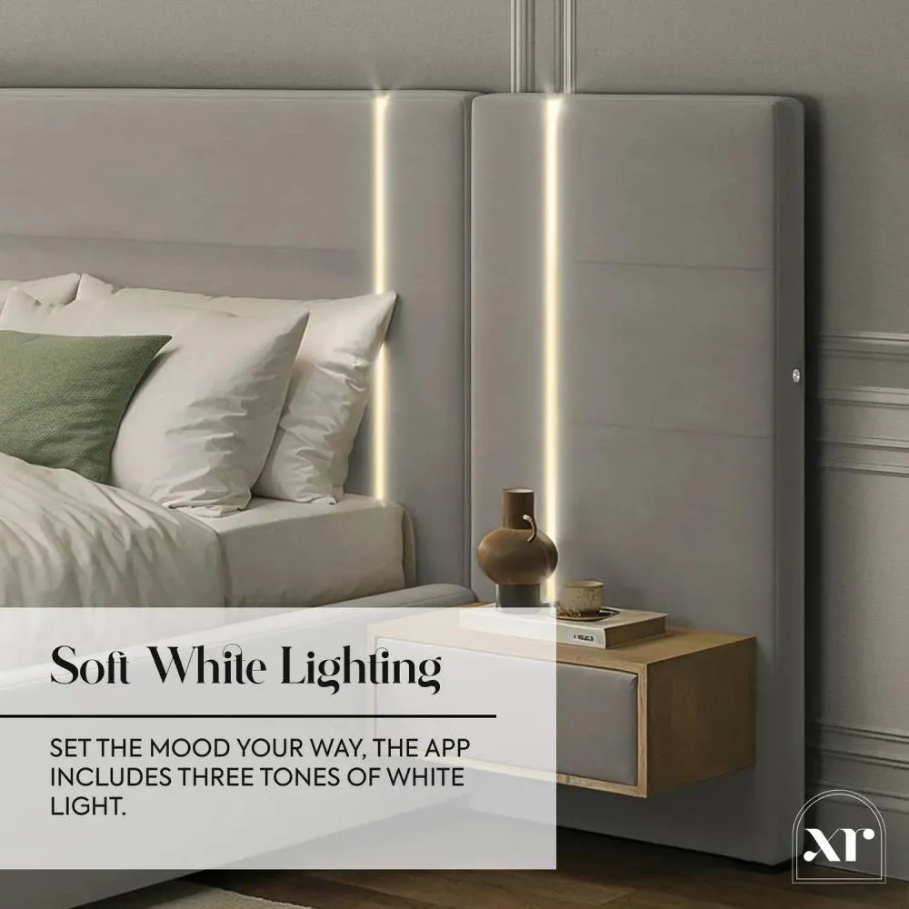 X Rocker Amelia Ottoman Hotel Bed with App-Controlled LED Lights & Bedsides in Grey 5