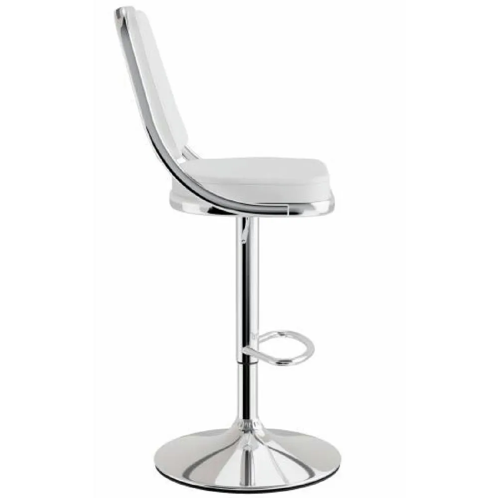 netfurniture Romano Kitchen Bar Stool White Padded Seat & Back Height Adjustable 4