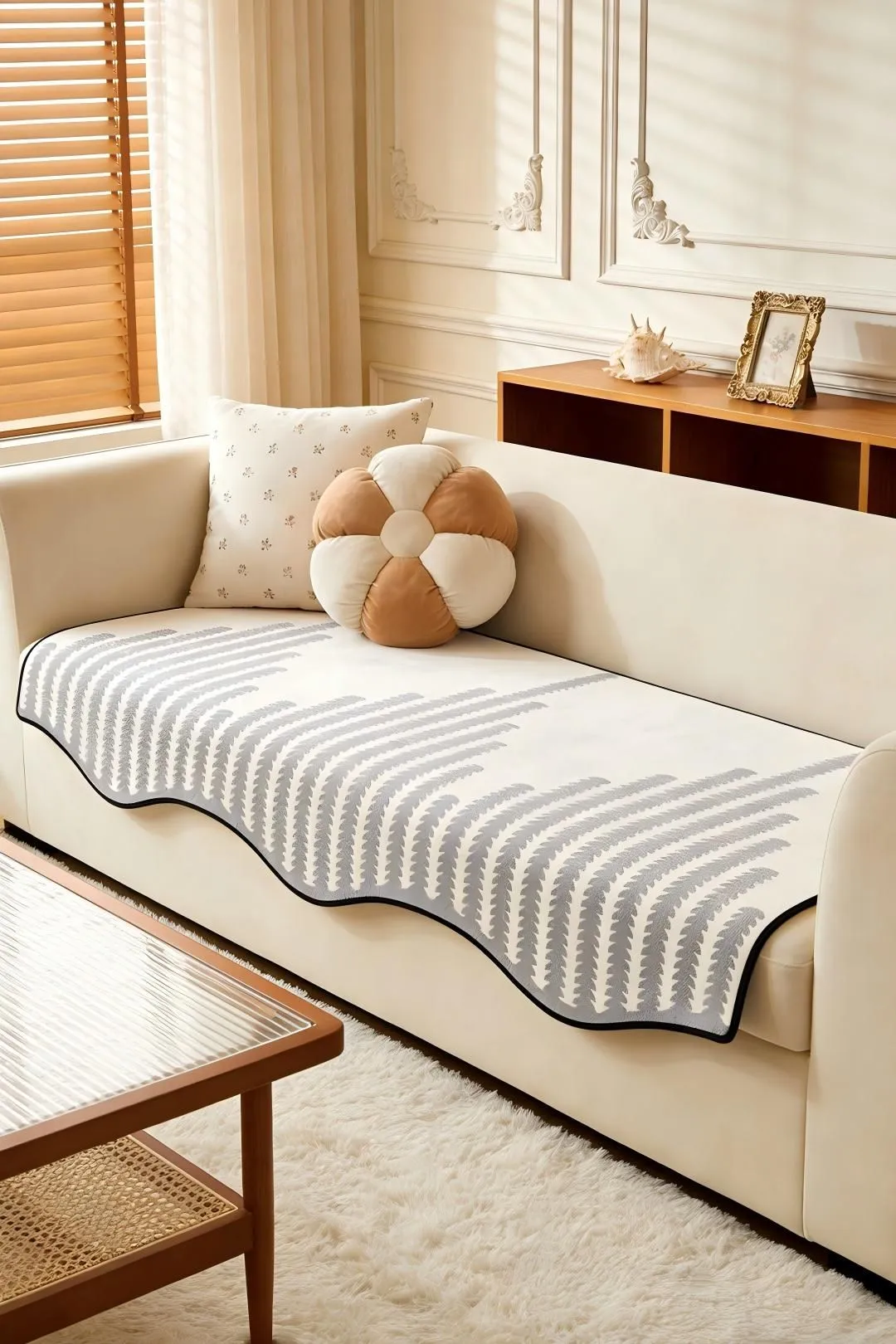 Living and Home 1Pc Chenille Anti-slip Sofa Cover Couch Furniture Protector in Grey