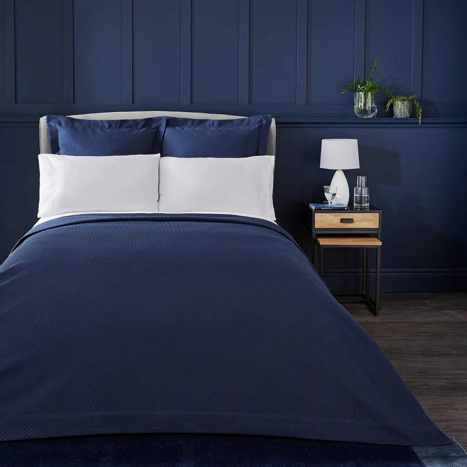 Dorma Purity Cardinham 100% Cotton Navy Throw Navy (Blue)