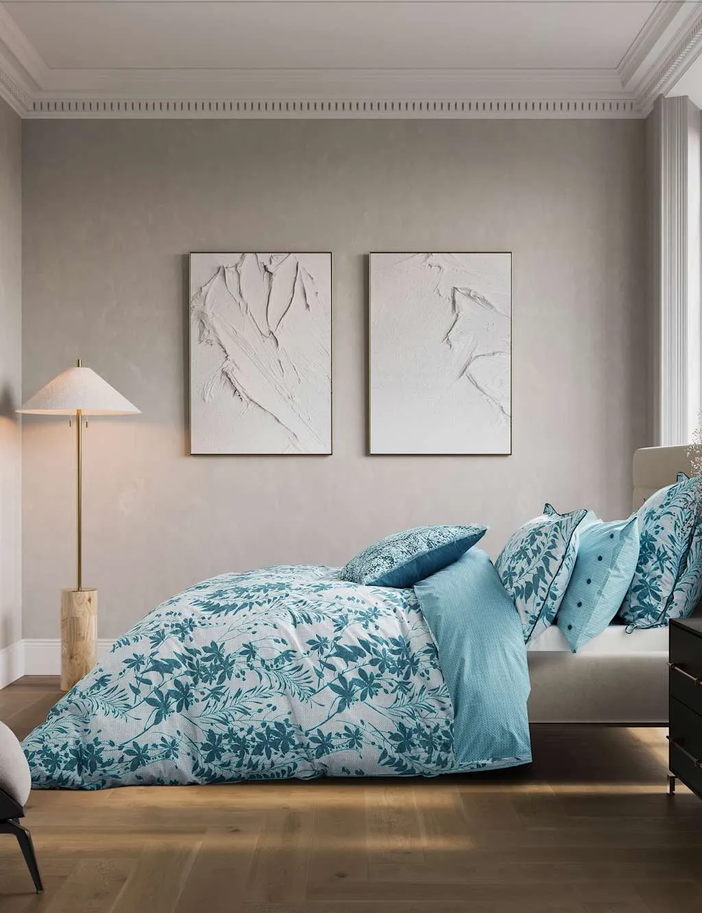 Bedeck of Belfast Pure Cotton Mieko Bedding Set Teal Mix
