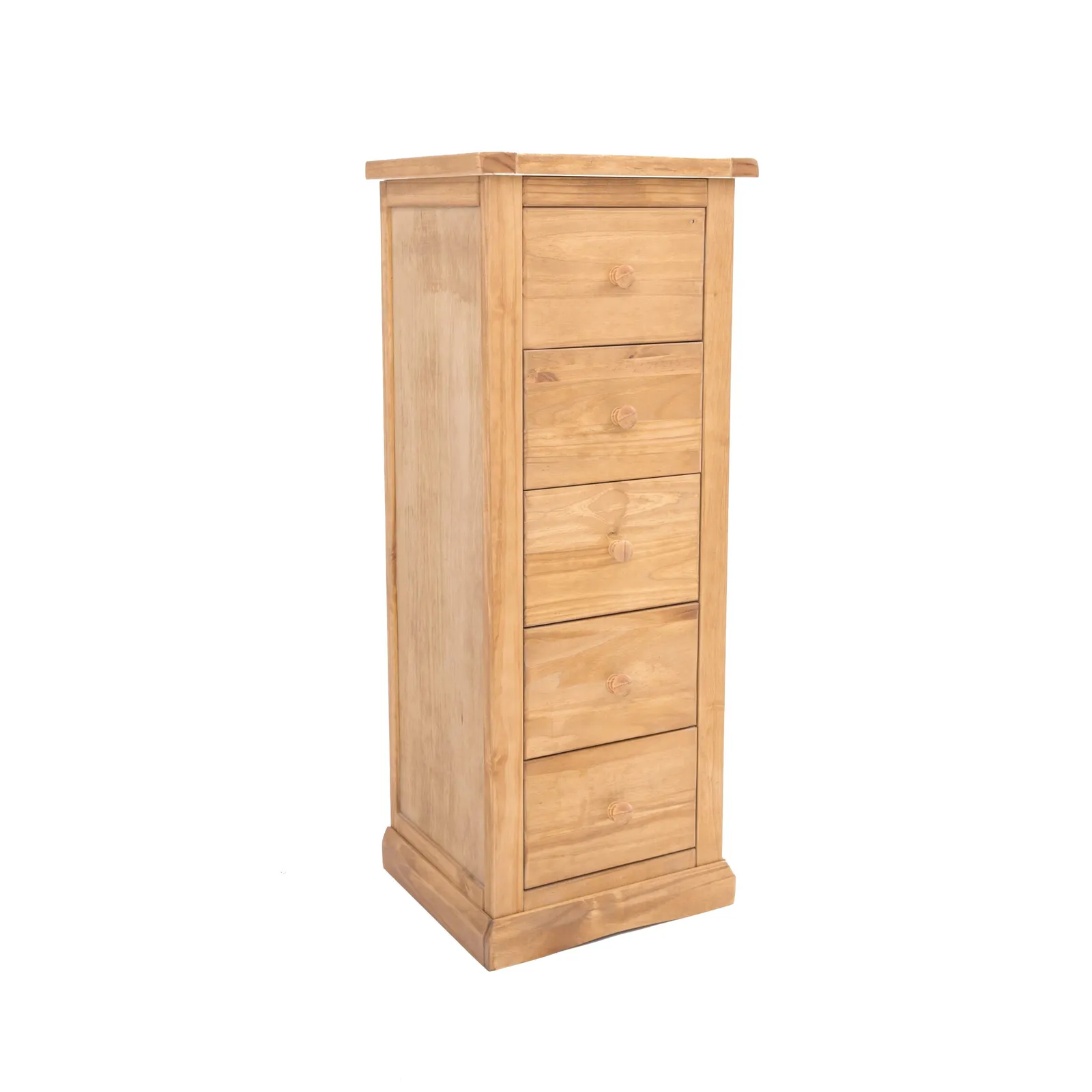Cabinet Bits Lucca 5 Drawer Narrow Chest of Drawers Wood Knob in Light Brown 2