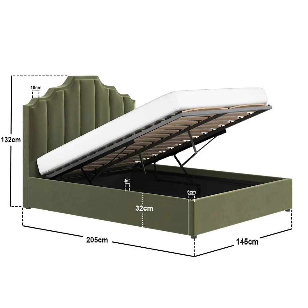 Flair Margot Ottoman Bed Khaki Green Velvet 6