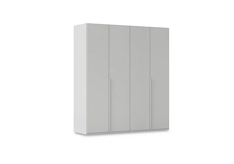 Haven 201cm 4 Door Hinged Wardrobe with Décor Doors - Silk Grey/Silk Grey Front