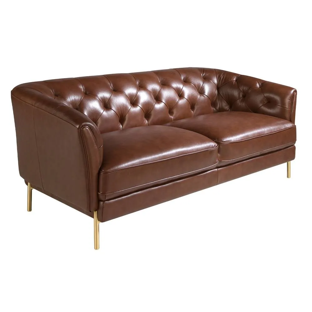 Angel Cerda Chester 2-Seater Sofa Cognac Cowhide Leather in Brown