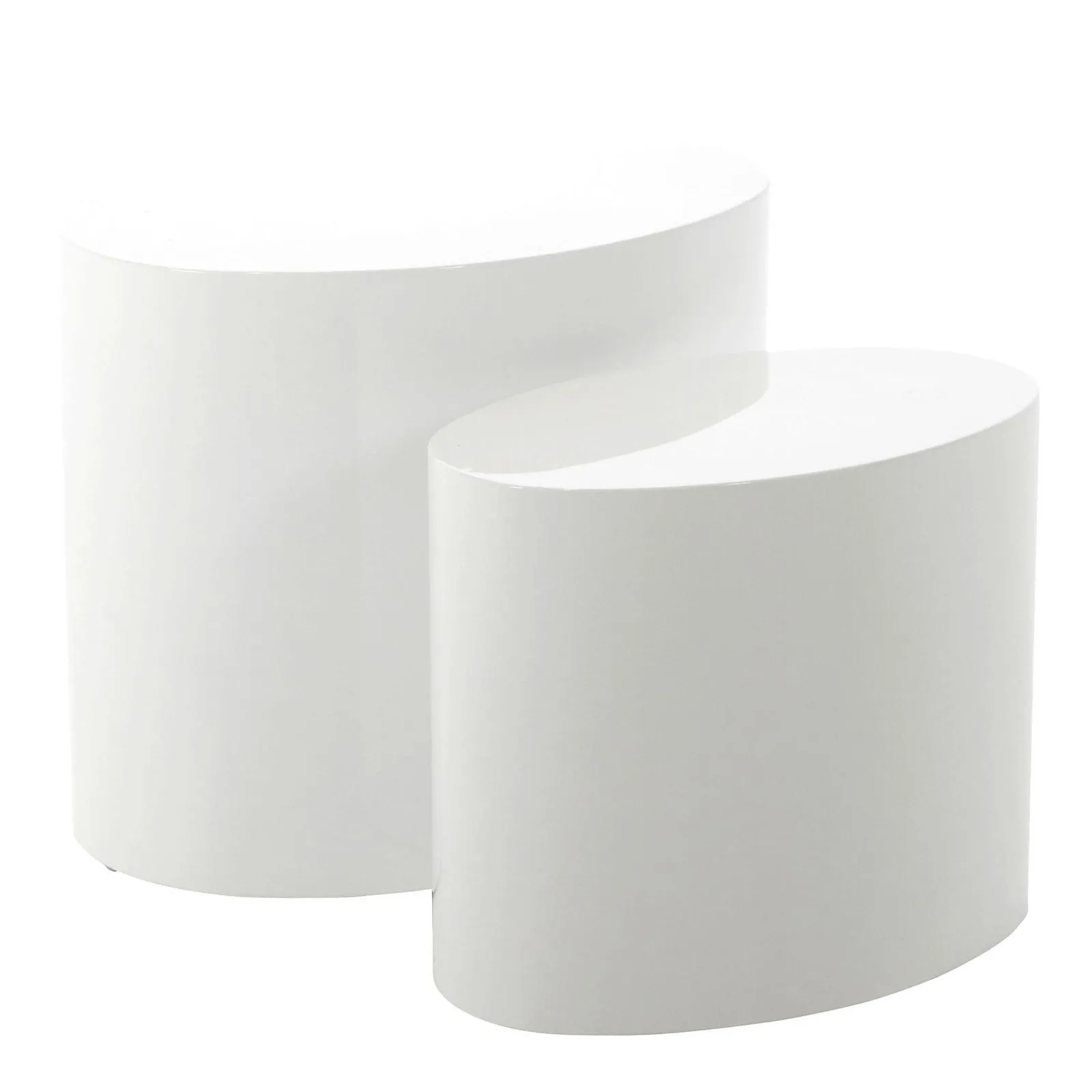 Furniture To Go Mice Oval Coffee Table in White Set of 2