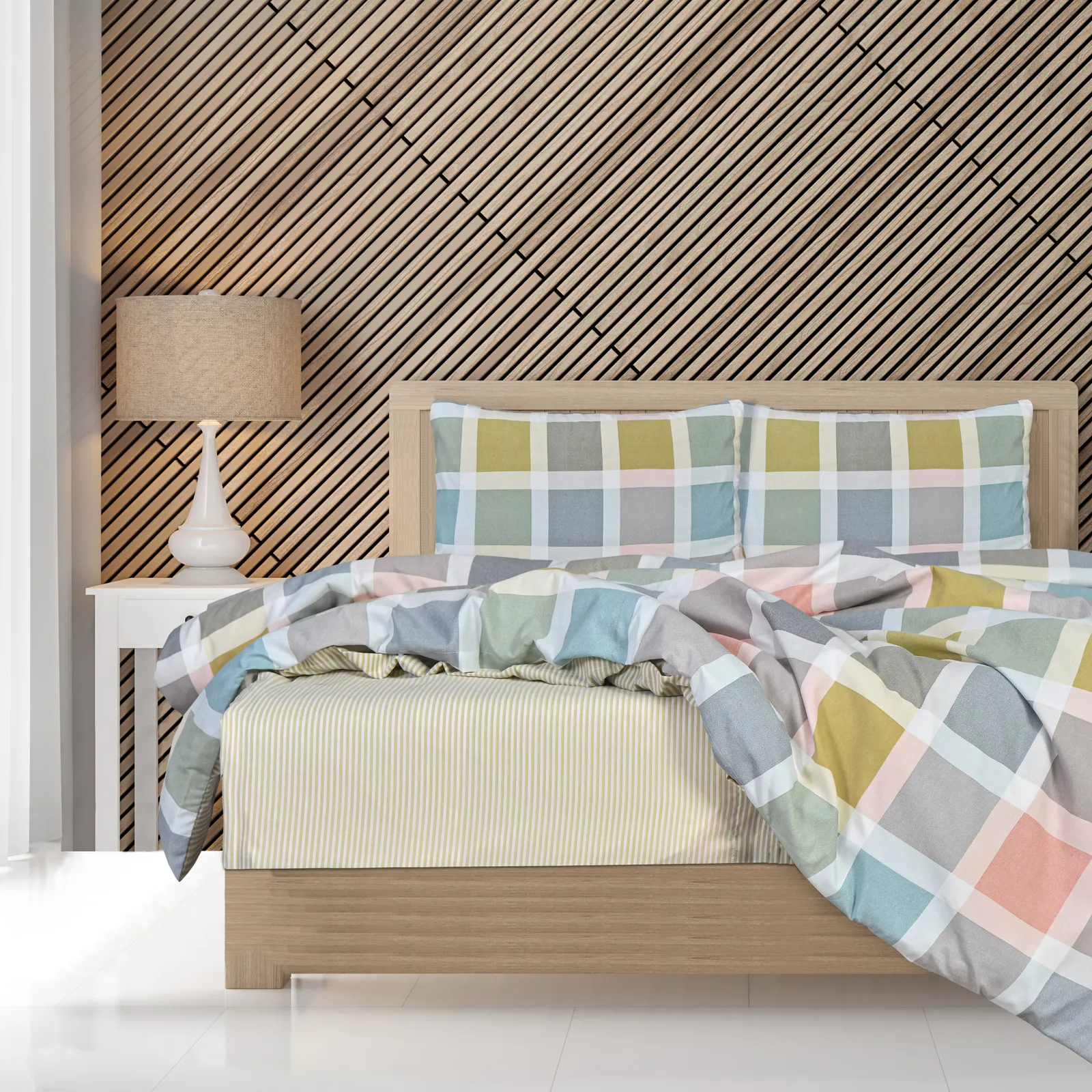Smart Living Luxury Super Soft Crosshatch Check Reversible Complete Bedding Set 3