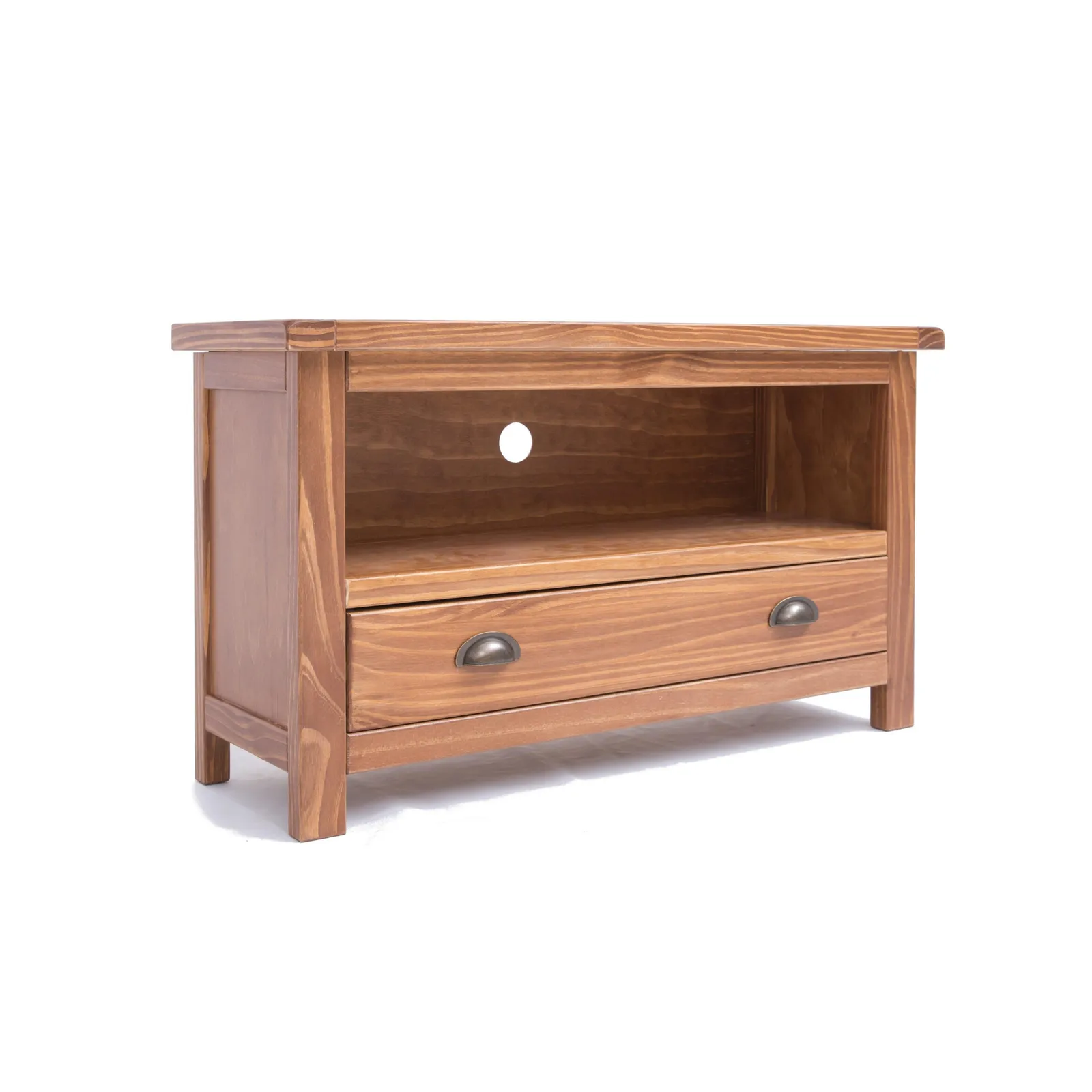 Cabinet Bits Padua Lacquered 1 Drawer TV Cabinet Brass Cup Handle in Brown 2