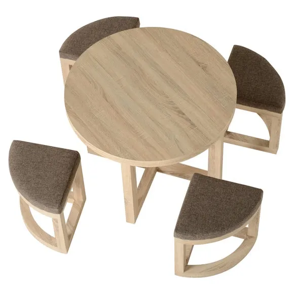 Cambourne 4 Seater Round Stowaway Dining Table with 4 Chairs 5