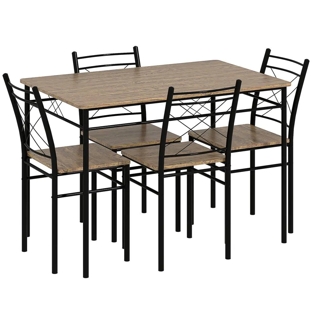 HOMCOM 5 Piece Dining Table & Chairs Set, Space Saving, Oak in Light Oak