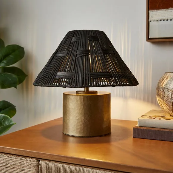 Chunky Metal & Rattan Table Lamp
