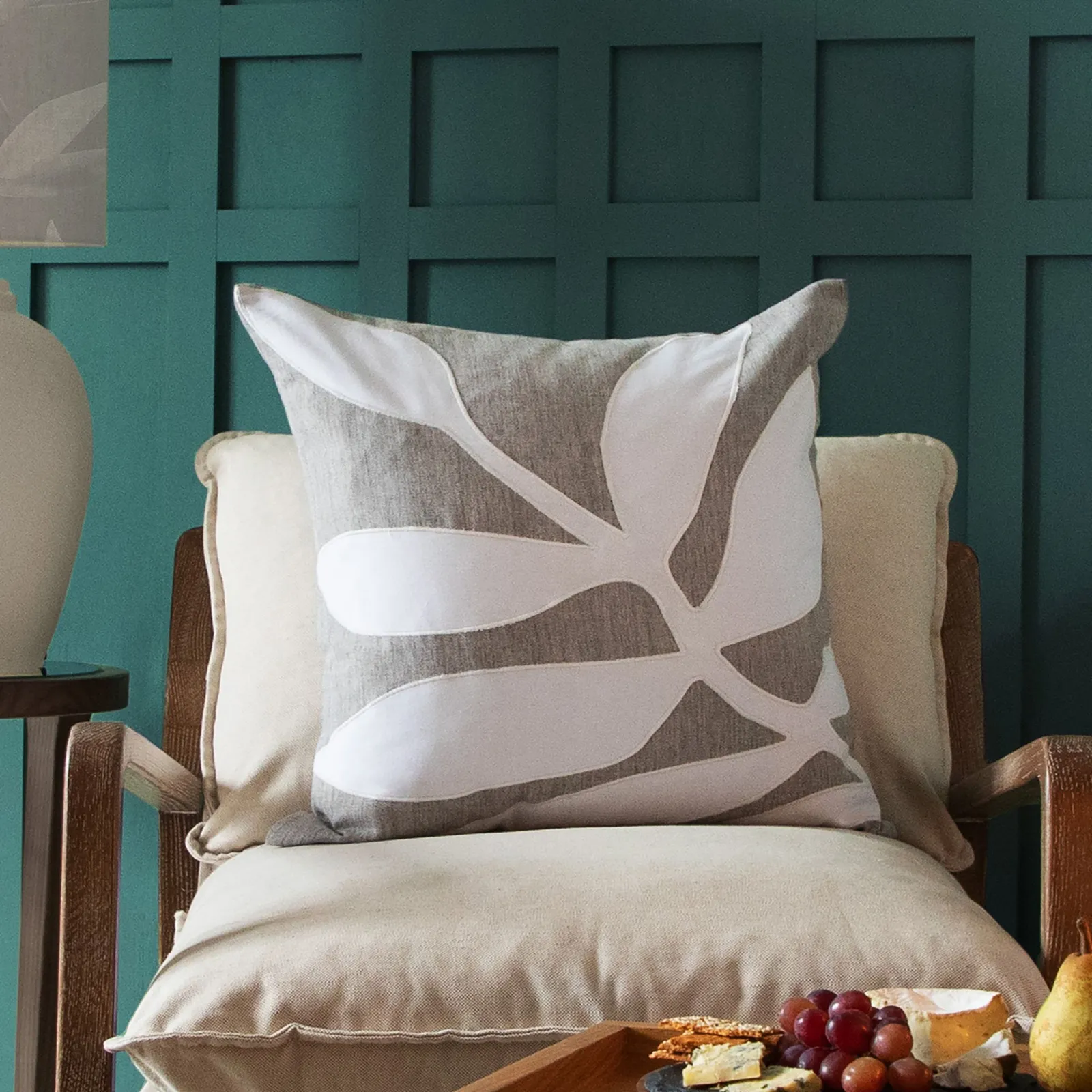 Voyage Maison Bodhi Floral 100% Cotton Cushion in Charcoal