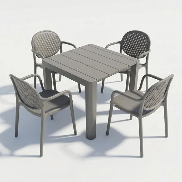 Modura Henrik Square Dining Table with 4 Stina Armchairs 2