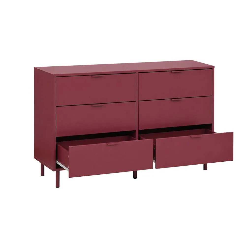 sweeek Chest of 6 drawers wood decor & metal in Burgundy 4