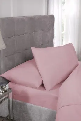 New Edge Blinds Percale Collection 180 Thread Count Percale Fitted Sheet in Pink