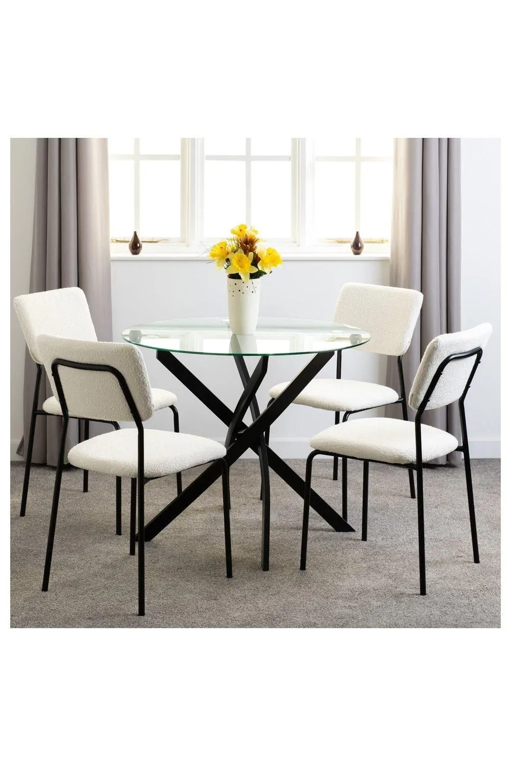 Seconique Sheldon Round Glass Top Dining Table in Clear 3