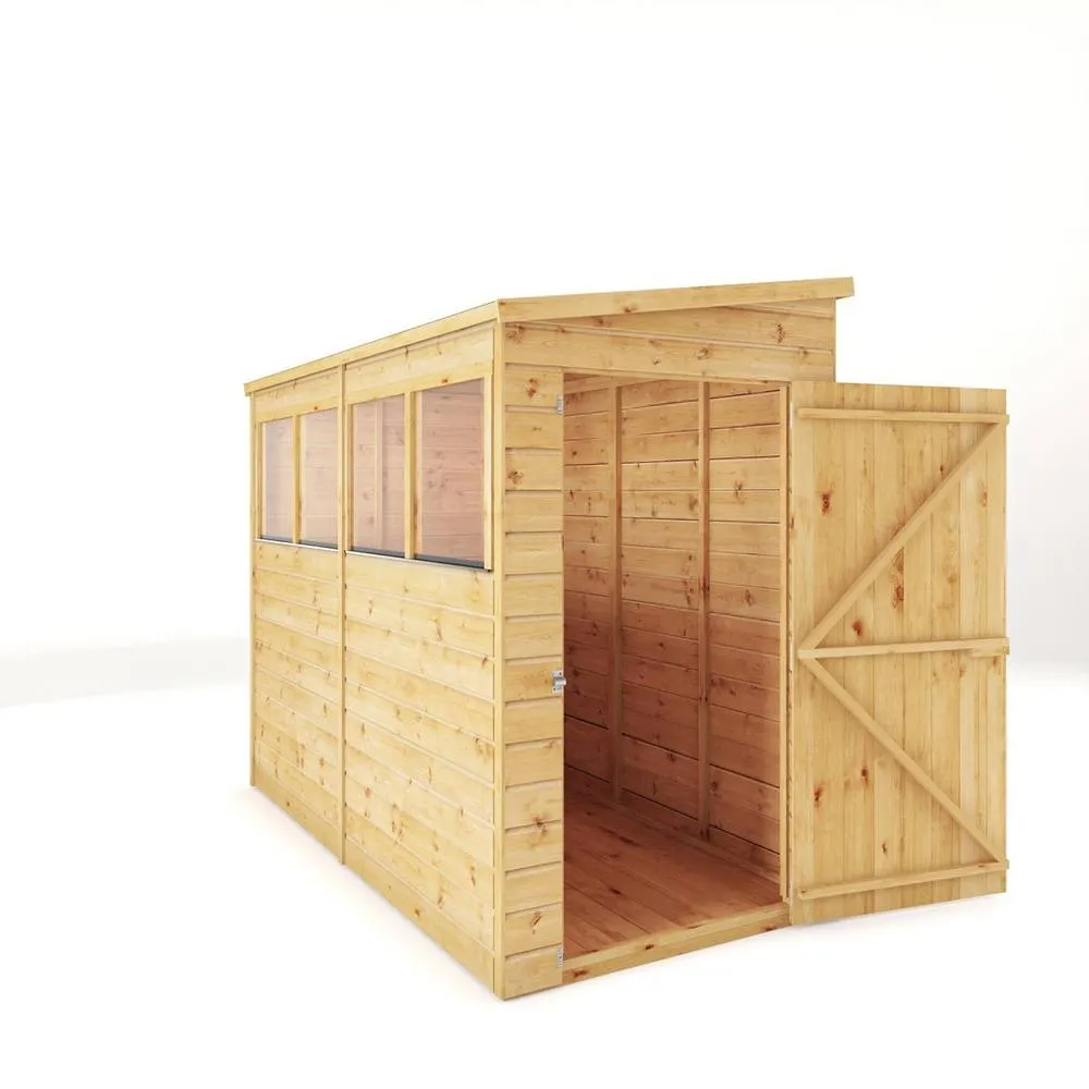 Mercia 8 x 4 Feet Modular Shiplap Pent - Wood - L252 x W127.9 x H203.3 cm in Light Brown 2