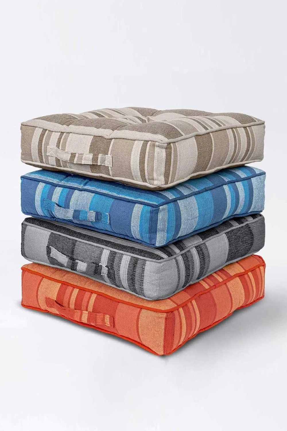 Homescapes Morocco Striped Cotton Floor Cushion in Beige 6