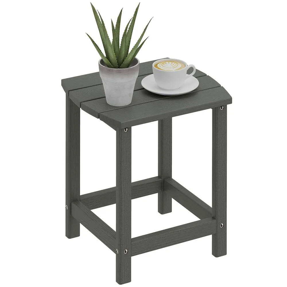 OUTSUNNY Outdoor Side Table, Adirondack Side Table, Indoor Outdoor, Grey 2
