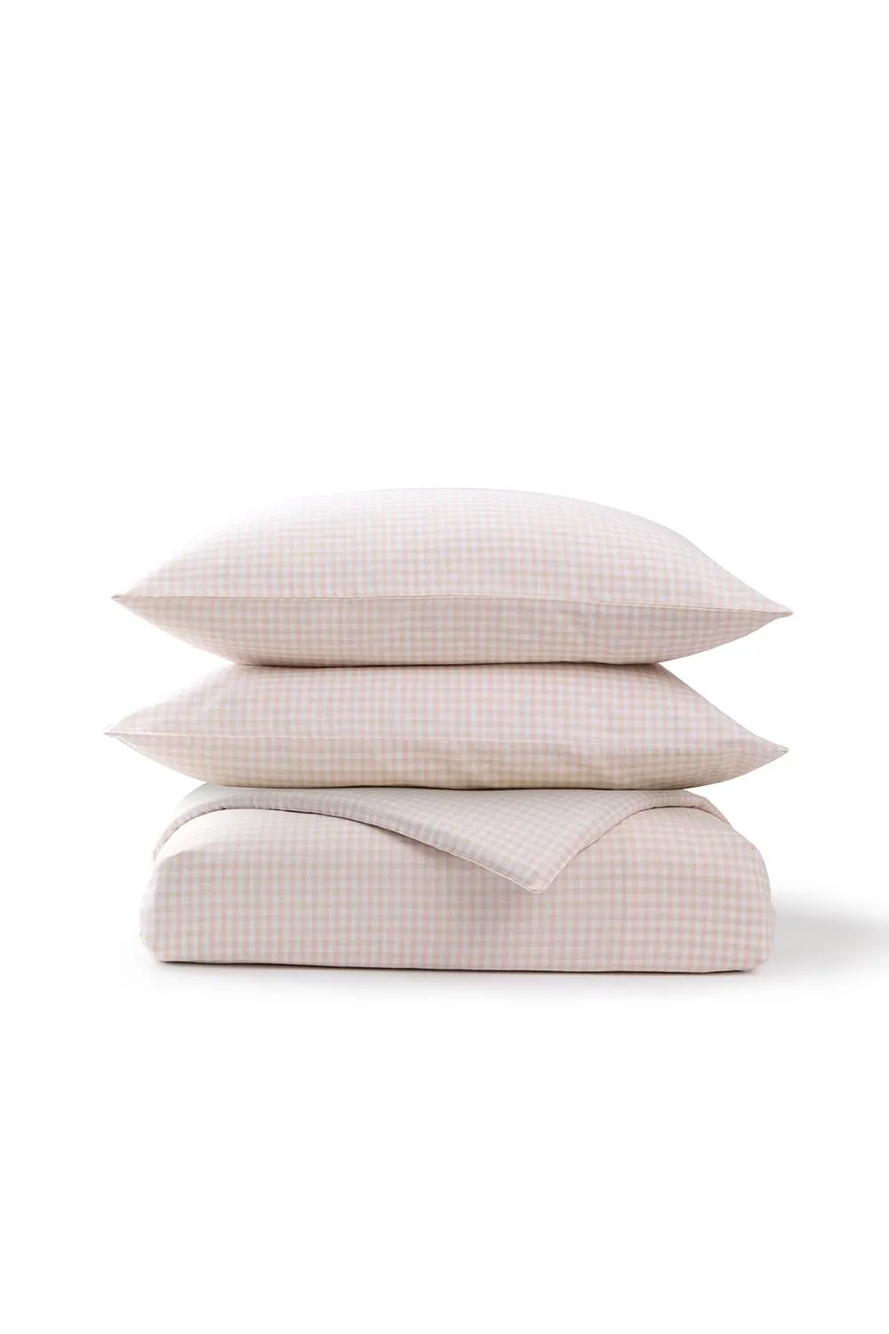 CHRISTY 'Gingham Yarn Dye' Textured Airy Yarn Dye Cotton Duvet Cover Set in Pink 2