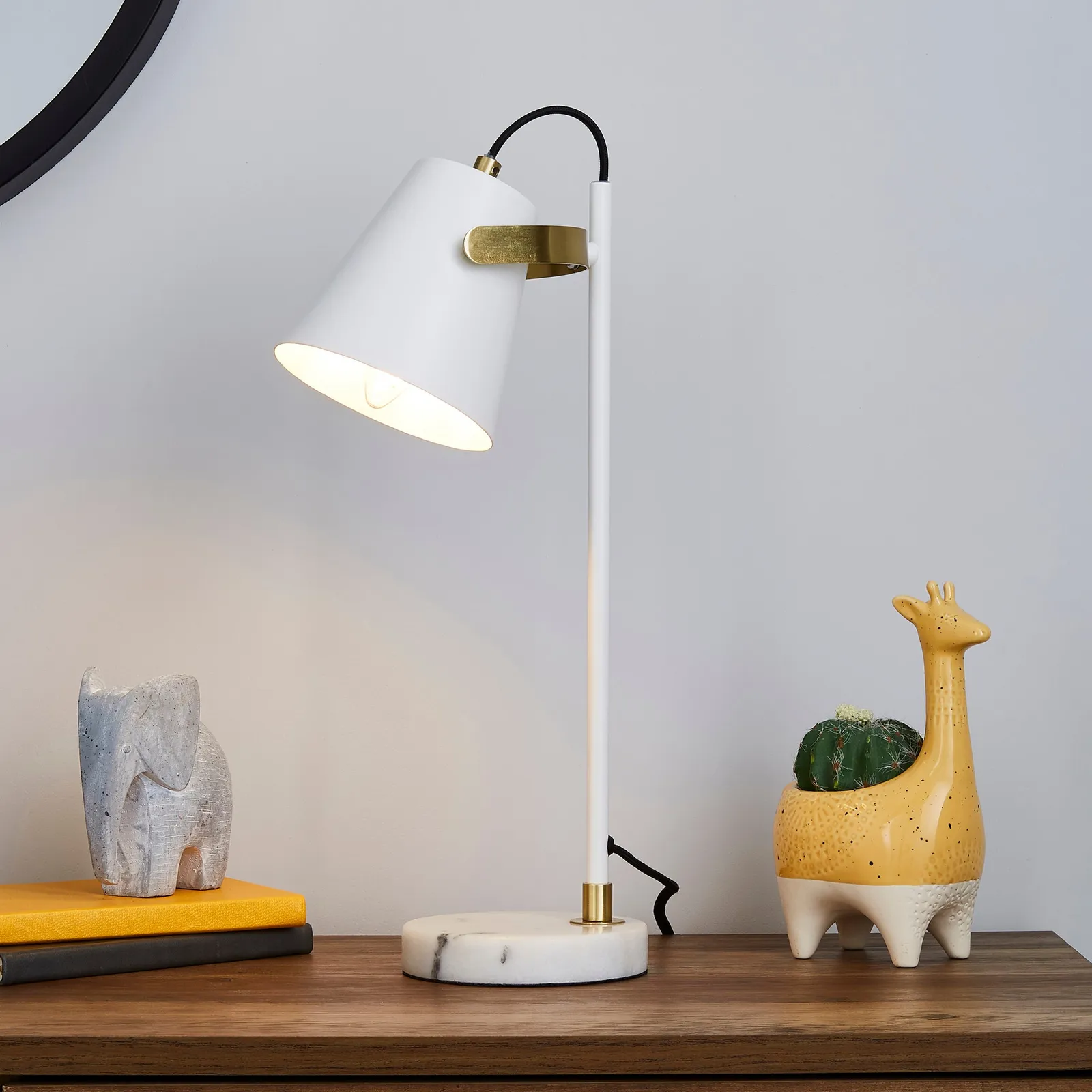 Karter Marble Base Table Lamp White
