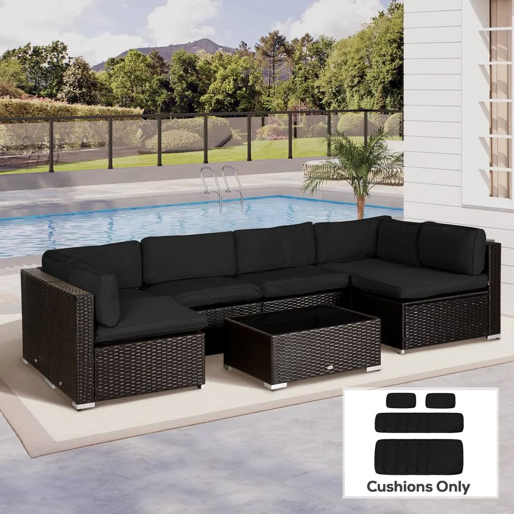 OUTSUNNY Garden Rattan Sofa Set Polyester Cover Replacement No Cushion in Black 1