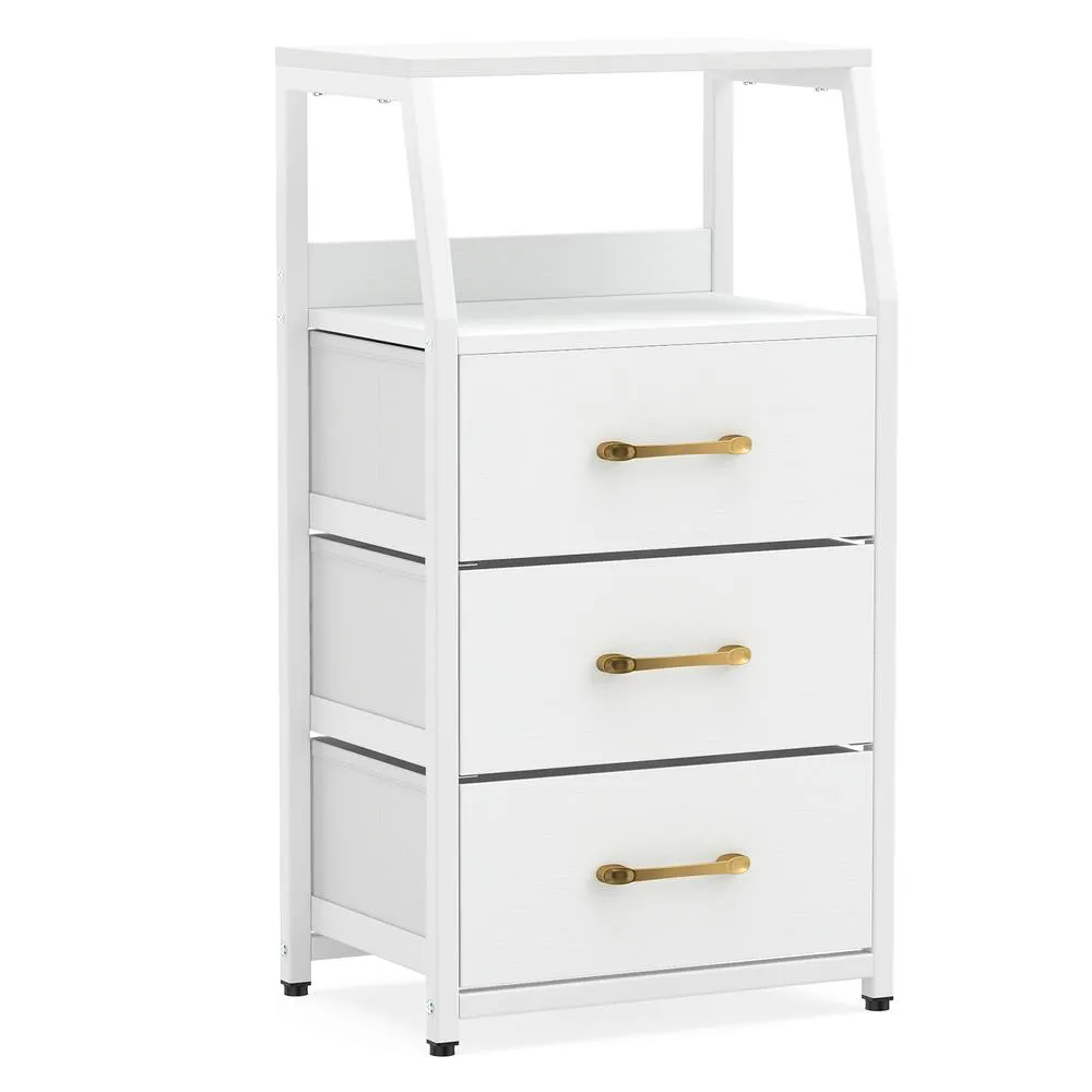 Costway 3-Drawer Storage Cabinet Vertical Storage Dresser w/Detachable Drawers in White