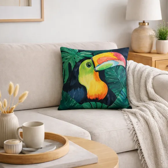 Jungle Toucan Square Cushion Cover
