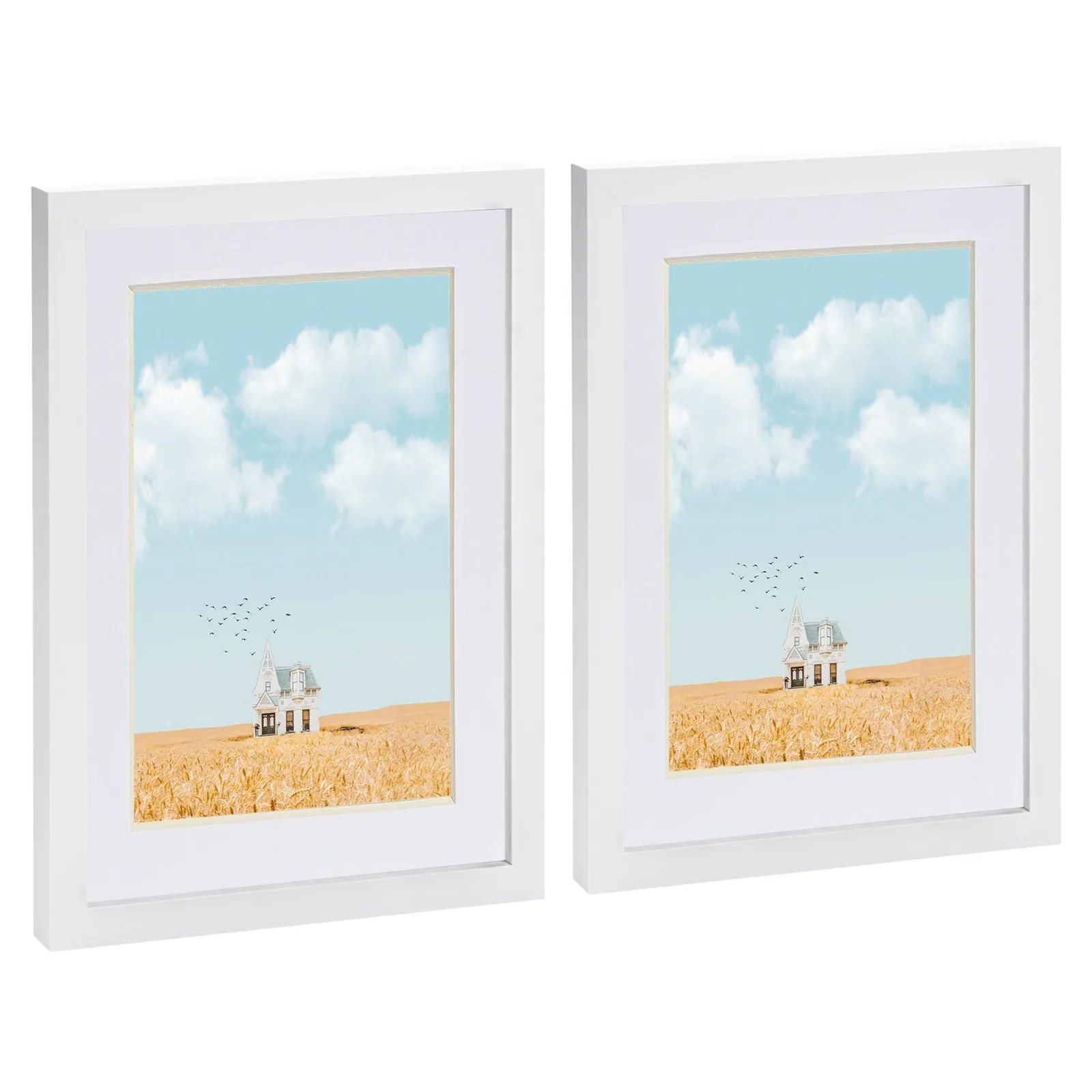 Nicola Spring Photo Frames with A5 Mount - A4 (8x12") - White - Pack of 2 1