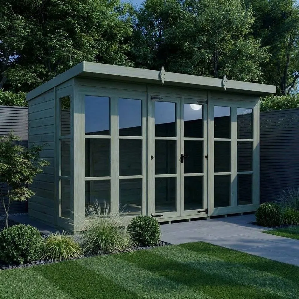 Buttercup Farm 12ft x 6ft Georgian Pent Summer House - Pressure Treated Timber in Brown 3