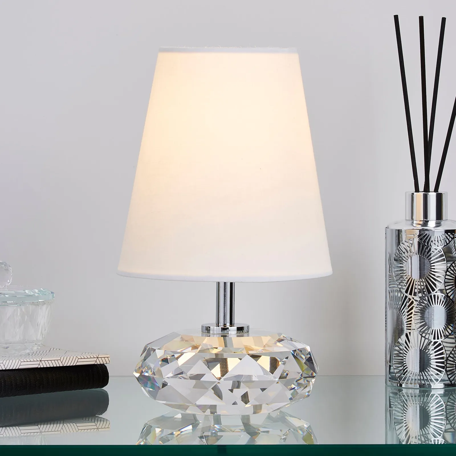Dorma Small Crystal Table Lamp White