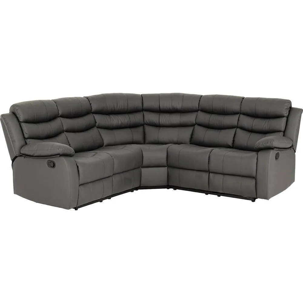 Seconique Roma Corner Recliner Sofa Grey Faux Leather 2