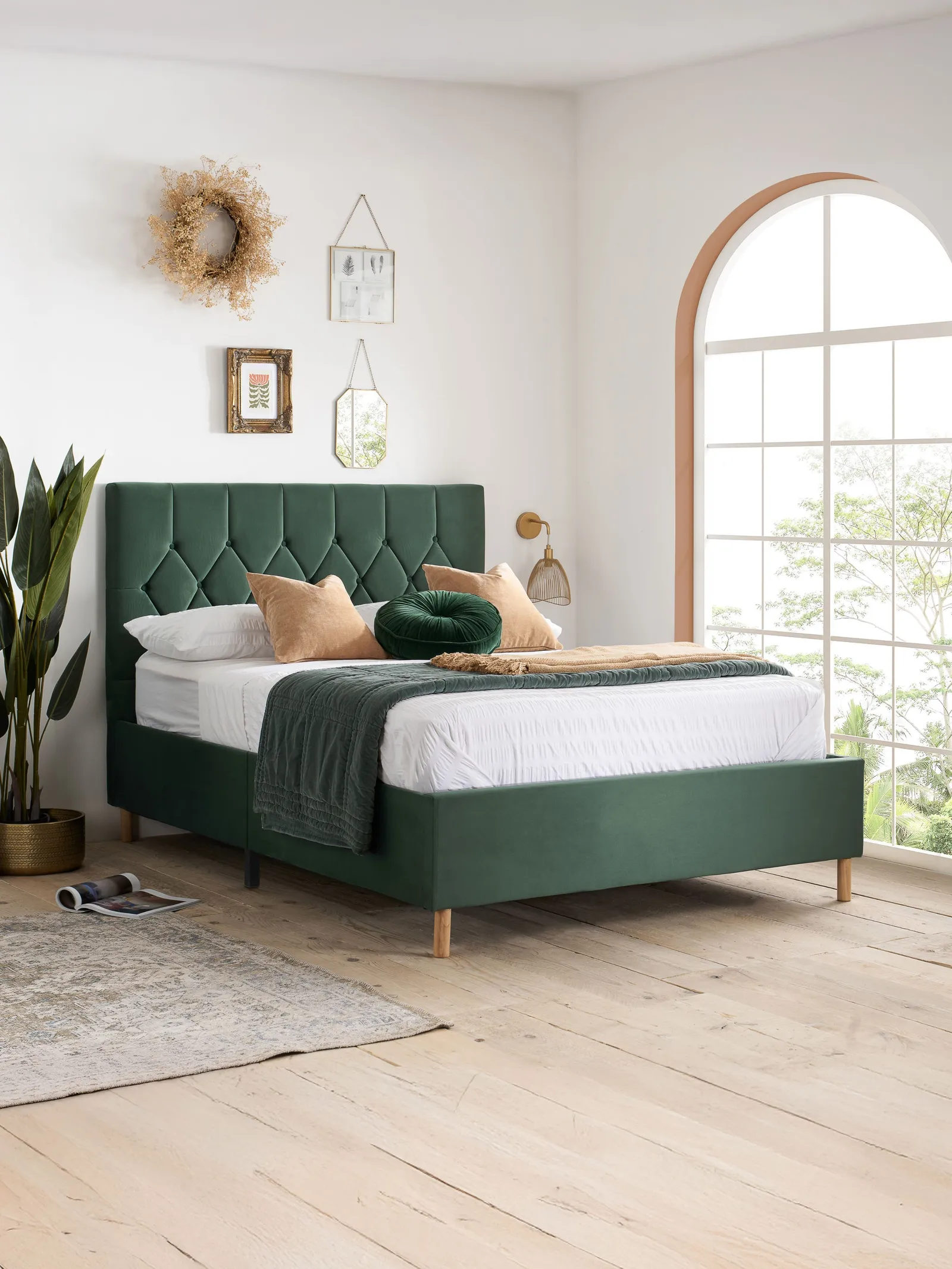 Birlea Velvet Fabric Ottoman Bed Frame Storage Loxley in Green