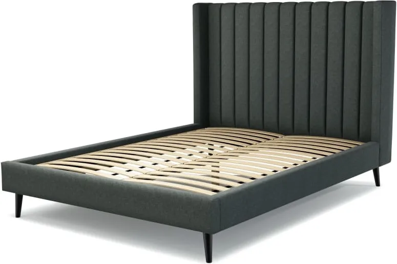 Cory King Size Bed, Etna Grey Wool with Black Stain Legs