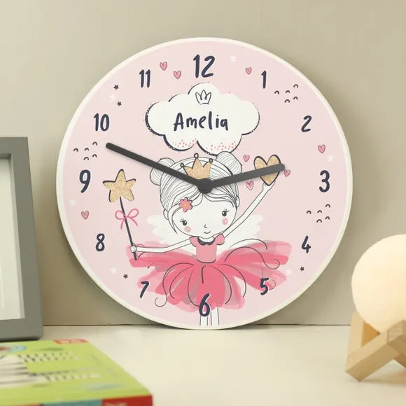 Personalised Fairy Ballerina Wooden Childrens Clock 3