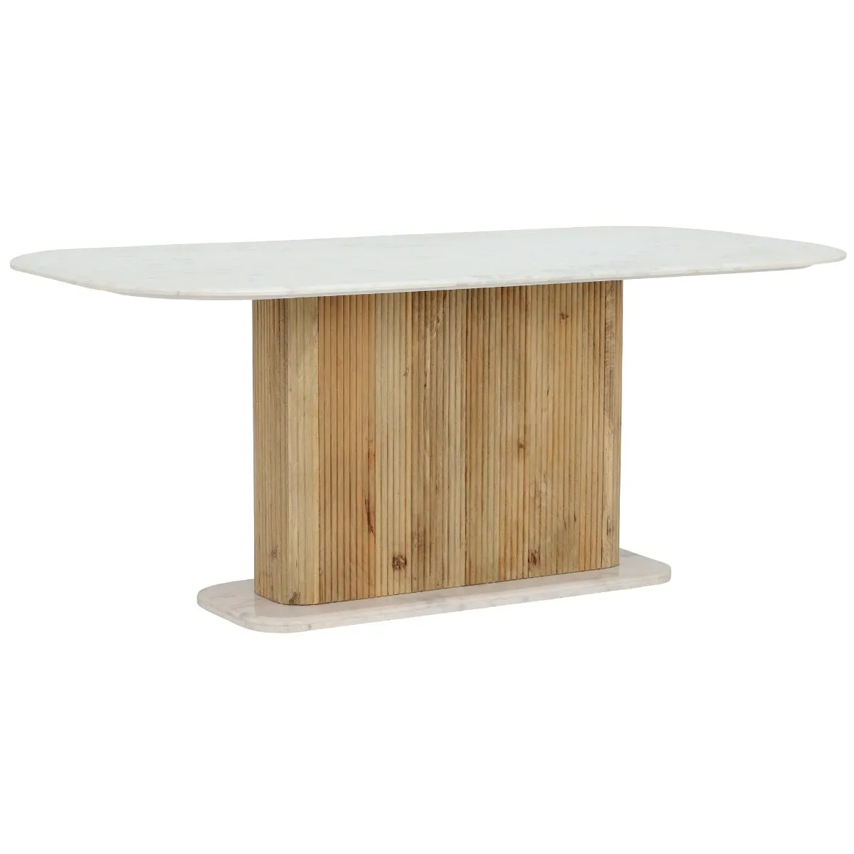 Fuji 180Cm Dining Table+4 Semeru Chairs, Neutral Marble | Barker & Stonehouse 2