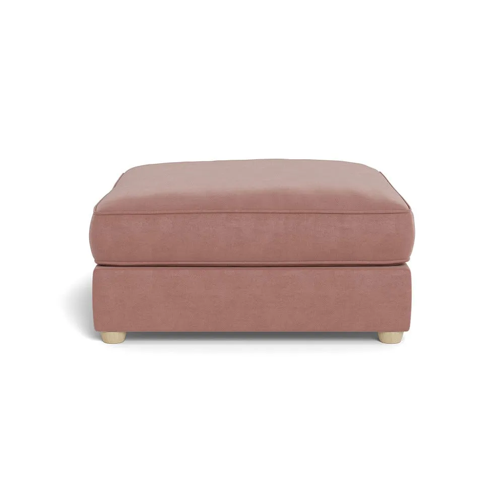 Heal's Tailor Footstool Smart Luxe Velvet Dusky Pink Natural Beech Feet