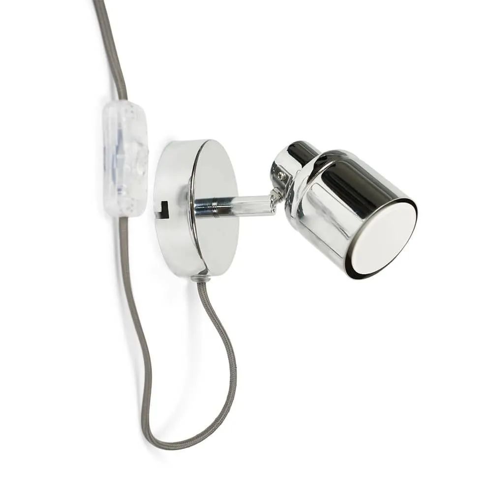 ValueLights Benton Single Adjustable Plug In Spotlight Wall Light in Metallic Silver 3