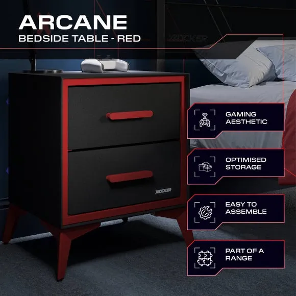 X Rocker Arcane 2 Drawer Bedside Table 2